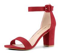 Allegra K Sandalias De Tacón Alto Para Mujer Zapatilla Con Punta Abierta Correa De Tobillo Rot 39