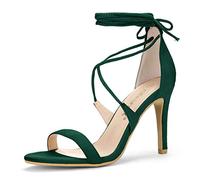 Allegra K Sandalias de tacón de aguja con cordones para mujer, Green, 38 EU
