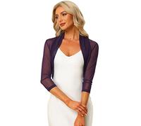 Allegra K Semi Sheer Elegan Mangas Largas Bolero Shrug Top para Mujer Púrpura XS
