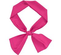 Allegra K Skinny Silky Color sólido bufanda larga estrecha cintura cinturón vendas para el cuello para mujeres - Rosa -