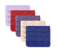 Allegra K sourcing map Señora 5Pcs 3 Gancho De 3 Filas Longitud Ajustable Correa Del Sujetador Extensor Ganchos De Hebilla Beige-Azul Real-Rojo-Morado Oscuro-Morado Claro Una Talla
