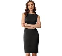 Allegra K Vestido de tubo para mujer, sin mangas, cuello barco, vestido de oficina profesional, Negro, M