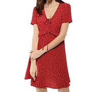 Allegra K Vestido Floral Bohemio con Cuello En V Y Mangas Cortas con Cuello En V Y Lazo De Verano para Mujer Rojo L