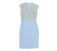 Allegra K Vestido Midi Business Tweed para mujer, cuello redondo, sin mangas, patchwork ajustado, azul claro, XL