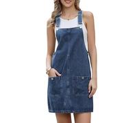 Allegra K Vestido Vaquero Corto para Mujer Informal de Verano Holgado sin Mangas Estilo Vaquero Azul XS