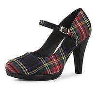 Allegra K Zapatos de tacón de aguja con plataforma de pata de gallo para mujer, Rojo, 39 EU