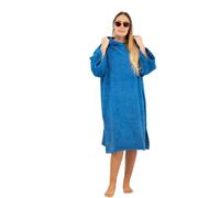 ALLEN & MATE Poncho de toalla con capucha para adultos Albornoz de rizo de algodón para playa, natación, surf, baño, deportes acuáticos (L-XL, Azul real)
