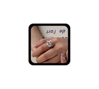 Allereya Anillo de cristal de perlas de racimo vintage, anillo de dedo de perlas de plata, anillos de perlas de novia, anillos de racimo de circonita cúbica, anillos ajustables para boda, bola redonda