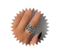 Allereya Anillo gótico de calavera de Halloween, anillo de calavera dorada, anillo de esqueleto de calavera, anillos ajustables abiertos para mujer, Zinc