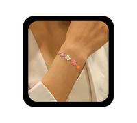 Allereya Boho Colorido Brazalete Floral Pulseras De Flores Margarita Pulsera De Cuentas Esmalte Floral De La Mano De La Cadena De Flores Pulseras Brazalete De Verano Playa De Joyería Para Las Mujeres