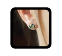 Allereya Boho Flor De Loto Pendientes Pendientes Flor De Piedra De Luna Esmalte Azul Pendientes Florales Pequeños Pendientes Florales Creados Joyería Piedra De Luna Para Las Mujeres