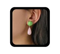 Allereya Pendientes de lágrima de cristal verde bohemio, aretes de bola de resina, aretes de gota de agua acrílica, aretes colgantes de lágrima de acrílico, aretes colgantes de esmeralda para mujer