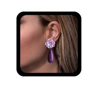 Allereya Pendientes de lágrima de cristal verde bohemio, aretes de bola de resina, aretes de gota de agua acrílica, aretes colgantes de lágrima de acrílico, aretes colgantes de esmeralda para mujer