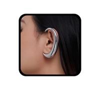 Allereya Pendientes Punk Moon Ear Cuff Pendientes Moon Ear Climber Cuff Pendientes Plata Celestial Moon Pendientes Crescent Ear Wrap Pendientes No Perforantes Trepador Crawler(Plata Izquierda)