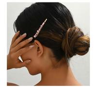 Allereya Pink Crystal Hair Barrettes Pink Gemstone Hair Centro de cabello dorado Renúbrelo Cz Clip cuadrado Barrette Cristal Sparkling Cristal Accesorios para el cabello Weeding Joyería para mujeres