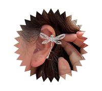 Allereya Punk Plata Cristal Libélula Pendientes Libélula Oreja Cuff Pendientes Cz Ear Wrap Pendiente Insecto Crawler Cuff Pendiente No Piercing Joyería Para Las Mujeres