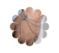 Allereya Vintage Anillo Capas Dedo Pulsera Círculo Estrella Pulsera Plata Esclavo Cadena La Mano Punk Pentáculo Estrella Esclavo Pulsera La Mano La Cadena Arnés Para Las Mujeres Y Las Niñas