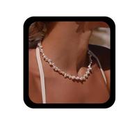 Allereya Vintage Barroco Collar De Perlas Gargantilla De Plata Collar De Perlas Declaración Irregular De Cadena De Perla Collares De Perla Colgantes De Novia Collares De Cuentas Irregulares