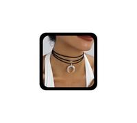 Allereya Vintage Capas Luna Collar Gargantilla Collar De Gamuza De Terciopelo Negro Luna Creciente Collares De Cuentas De Terciopelo Collares Lunas Gota Gargantilla Celestial Joyas Colgantes Para