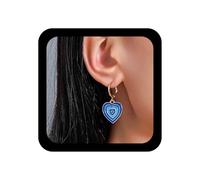 Allereya Vintage Esmalte Corazón Pendientes Pendientes Aro Corazón Azul Amor Pendientes Colgantes Corazón Azul Leverback Pendientes Joyería Para Las Mujeres Y Las Niñas