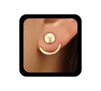 Allereya Vintage Moon Phase Ear Jacket Pendientes Crescent Moon Pendientes Gold Coin Disc Stud Earrings Minimal Geometric Earrings Joyeria Para Mujeres Y Niñas (oro)