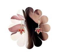 Allereya Vintage Rubí Arce Hoja Pendientes Colgantes Rojo Rhinestone Hoja Gota Pendientes Rojo Rubí Arce Aro Pendientes Cz Cristal Hoja Stud Pendientes Joyería Para Mujeres Y Niñas