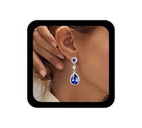 Allereya Vintage Zafiro Cristal Pendientes Colgantes Zafiro Azul Gota Pendientes Lagrima Zafiro Plata Cz Colgante Joyas Para Mujeres Y Niñas (azul)