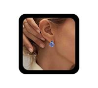 Allereya Vintage Zafiro Pendientes Cristal Zafiro Azul Flor Stud Pendientes Zafiro Lágrima Pendientes Zafiro Azul Cz Gota Agua Pendientes Joyería Para Mujeres Y Niñas