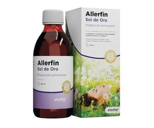 ALLERFIN Sol de Oro - Jarabe para los Síntomas Primaverales - Ayuda Contra al Polen, Polvo y Ácaros - Multivitaminico Con Vitamina C, A, B1, B2, B3, B5 y B12, Equinacea y Magnesio | 250 ml ELADIET