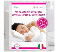 Allergosystem Juego antiácaros de Viaje Sogno, cubrecolchón 170 x 200 x 20 cm y Funda de Almohada 50 x 80 cm, Poliéster, Color Liso, 170x200x20cm e 50x80cm