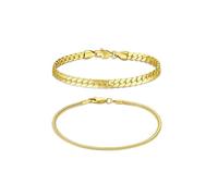 AllerPierce 2 pulseras de cadena de acero inoxidable para mujer, delicadas pulseras de serpiente cubana plateadas y doradas, regalos de joyería para mujeres, cumpleaños, Navidad