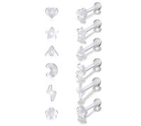 AllerPierce 6 pares de aretes acrílicos para mujeres y hombres, 16 g, corazón, estrella, luna, flor, triángulo, rayo, hipoalergénicos, cartílago, pequeños pendientes, joyería de regalo para mujeres y