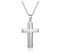 AllerPierce Collar de cruz para hombre, regalo para hombre, collar con colgante de cruz giratoria de acero inoxidable para hombre, joyería para hombre, regalos para él, papá, novio, marido, hijo