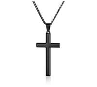 AllerPierce Collar de cruz para hombre y mujer, collar con colgante de cruz de acero inoxidable plateado/dorado/negro con cadena, joyería para hombre, regalos para él, novio, papá, hijo, marido