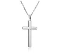 AllerPierce Collar de cruz para hombre y mujer, collar con colgante de cruz de acero inoxidable plateado/dorado/negro con cadena, joyería para hombre, regalos para él, novio, papá, hijo, marido