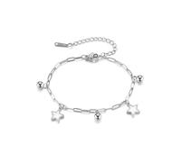 AllerPierce Pulsera de estrella chapada en oro de 18 quilates para mujer, plata y oro, pulsera de concha blanca apilable, pulsera ajustable de cadena de eslabones para mujeres, niñas, regalos de