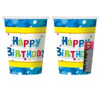 Alles Gute zum Geburtstag Happy Birthday Blue Pappbecher (6 Stücke) 270 ml