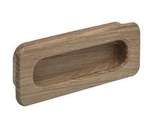 ALLES IM GRIFF Tirador para puerta corredera de 110 mm de ancho, mango de madera, mango de concha, medida de entrada 102 x 42 mm, roble crudo