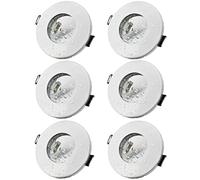 Allesgute Conjunto de 6 marcos empotrados GU10 para empotrables resistentes al agua, IP44, redondos, color blanco, 230V, para baño y cocina, incluye casquillo GU10 para LED o halógeno (sin bombilla)