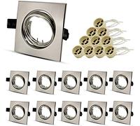 Allesgute Juego De 10 Focos Empotrables Gu10 - Acero Inoxidable Cepillado Con PortaláMparas CeráMico - ø 75 Mm - RotacióN De 30° - Para LáMparas Led O HalóGenas