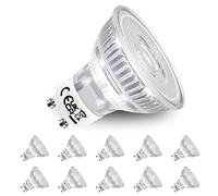 Allesgute - Lote de 10 bombillas LED GU10 (5 W, 550 lm, 3000 K, sustituye a la bombilla halógena de 50 W, GU10 230 V, cristal 38°, ángulo de haz foco, lámparas de bajo consumo, no regulables