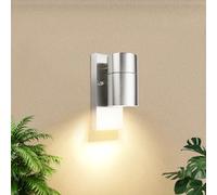 Allesgute Luz exterior con interruptor crepuscular IP44 Aplique LED Luz exterior con sensor crepuscular Para jardín Baño Patio Balcón Contiene bombilla 5W 500LM GU10 blanco cálido