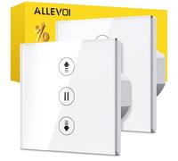 Allevoi Interruptor de Persiana Inteligente con control por Porcentaje, 80 * 80mm Interruptor de Persiana Wifi, Control por Voz Compatible con Alexa/Google Home/Smart Life, Requiere Cable Neutro