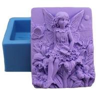 Allforhome Molde de silicona con diseño de hadas y flores para fabricar jabón artesanal 8,89 cm