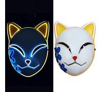 ALLFORYOU Anime Demon Slayer Kimetsu No Yaiba LED Máscara Cosplay Props Sabito Kamado Tanjirou Makomo Halloween Party Light Masks para Adultos