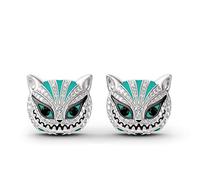 ALLFORYOU Pendientes Cheshire Rhinestone Cat Stud Pendiente Alicia Wonderland Punk Jewelry Dibujos Animados Animal Pendientes Aquí Mujeres Regalo