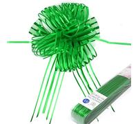 Allgala 10 lazos de organza extra grandes de 7 pulgadas (5 cm) de ancho, lazo de flores para envolver regalos, cestas de decoración de boda, verde-GP90507