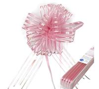 Allgala 10 lazos de organza extra grandes de 7 pulgadas de ancho de 2 pulgadas (5 cm) de ancho, lazo de flores para envolver regalos, cestas de decoración de boda, color rosa, GP90509