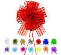 Allgala 12 lazos de organza de 4 pulgadas medianos de 3 cm para envolver regalos, cestas de decoración de bodas, color rojo, GP90605