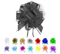 Allgala 12 lazos de organza medianos de 3 cm para envolver regalos, cestas de decoración de boda, color negro, GP90602